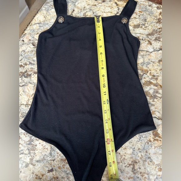Mikey and Joey sz Small tank bodysuit black button decor snap at crotch. NWT - Picture 5 of 6